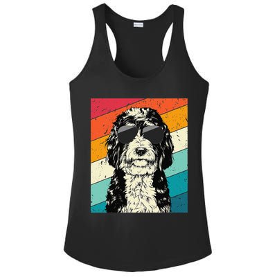 Retro Vintage Bernedoodle With Sunglasses Dog Lovers Ladies PosiCharge Competitor Racerback Tank