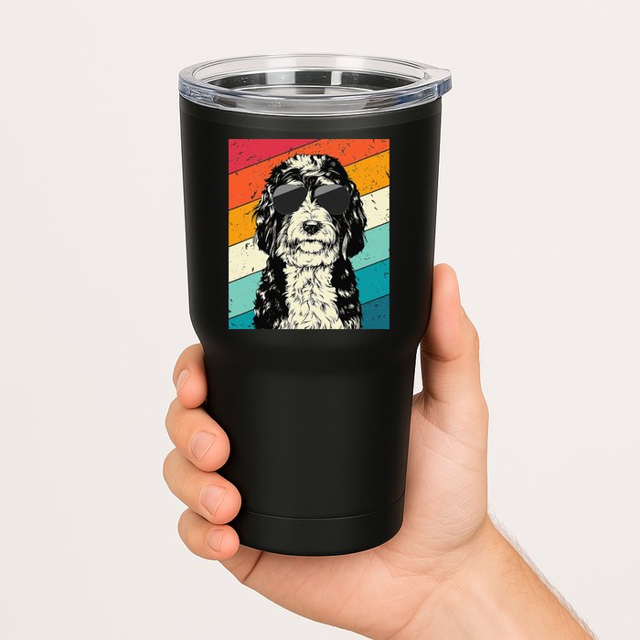Retro Vintage Bernedoodle With Sunglasses Dog Lovers Tumbler