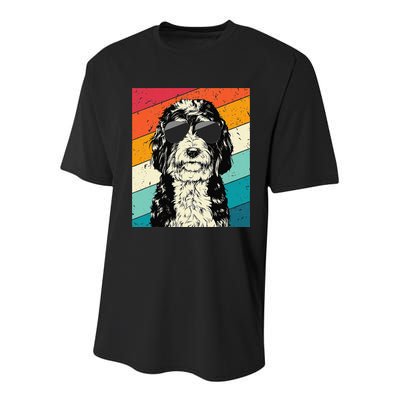 Retro Vintage Bernedoodle With Sunglasses Dog Lovers Youth Performance Sprint T-Shirt