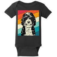 Retro Vintage Bernedoodle With Sunglasses Dog Lovers Baby Bodysuit