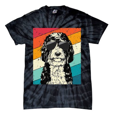 Retro Vintage Bernedoodle With Sunglasses Dog Lovers Tie-Dye T-Shirt