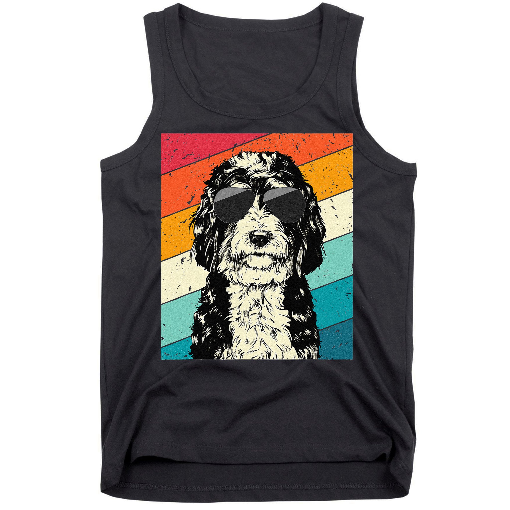 Retro Vintage Bernedoodle With Sunglasses Dog Lovers Tank Top