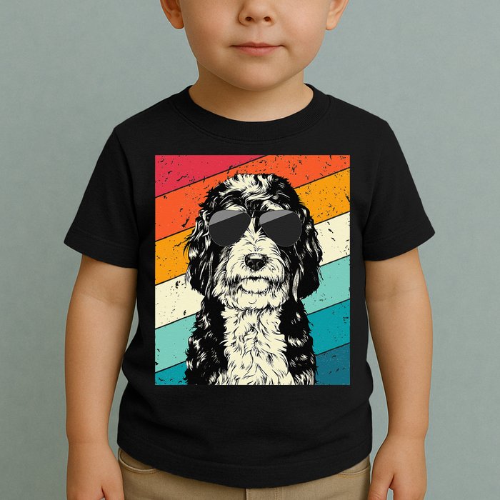 Retro Vintage Bernedoodle With Sunglasses Dog Lovers Toddler T-Shirt