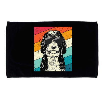 Retro Vintage Bernedoodle With Sunglasses Dog Lovers Microfiber Hand Towel