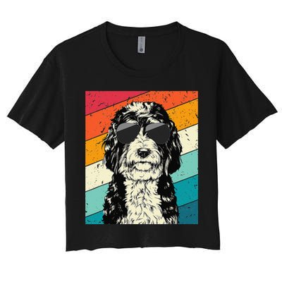 Retro Vintage Bernedoodle With Sunglasses Dog Lovers Crop Top