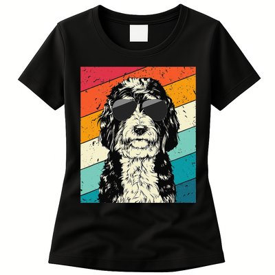 Retro Vintage Bernedoodle With Sunglasses Dog Lovers Womens T-Shirt
