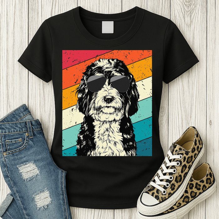 Retro Vintage Bernedoodle With Sunglasses Dog Lovers Womens T-Shirt