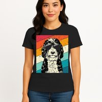 Retro Vintage Bernedoodle With Sunglasses Dog Lovers Womens T-Shirt