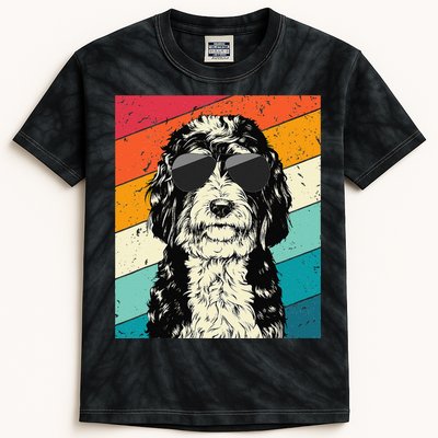 Retro Vintage Bernedoodle With Sunglasses Dog Lovers Kids Tie-Dye T-Shirt
