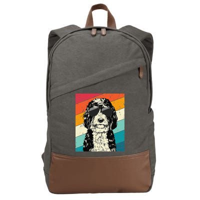 Retro Vintage Bernedoodle With Sunglasses Dog Lovers Cotton Canvas Backpack