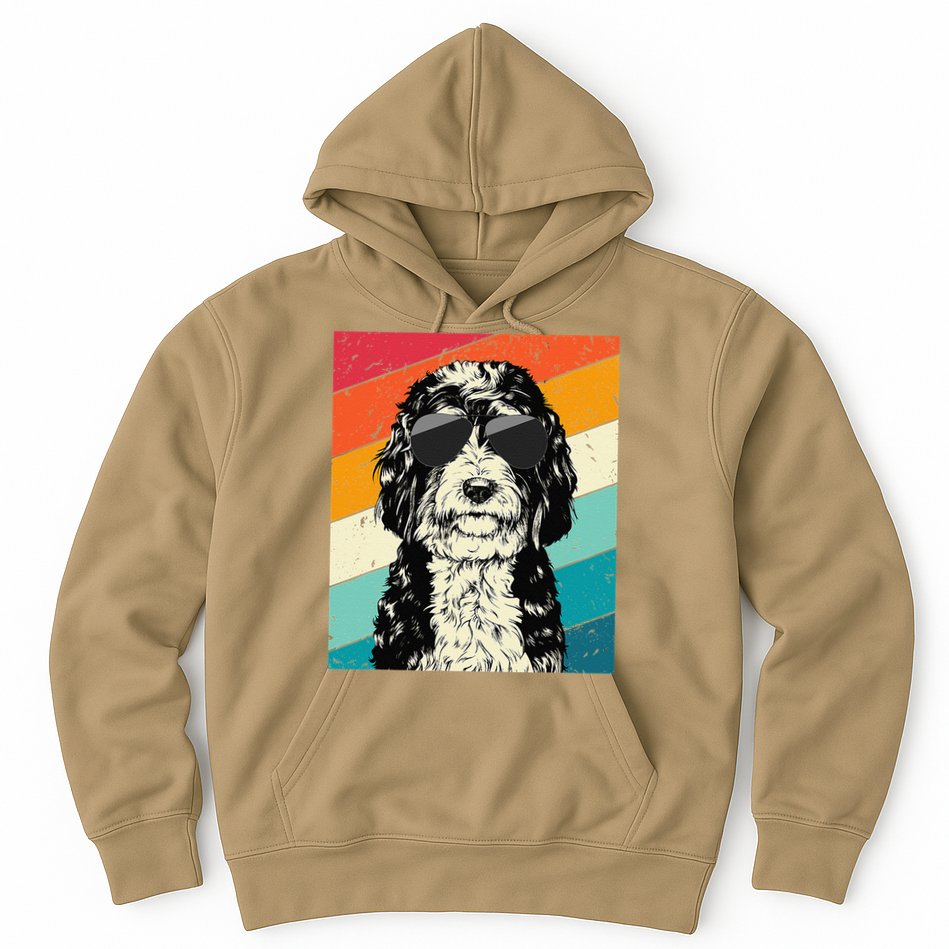 Retro Vintage Bernedoodle With Sunglasses Dog Lovers Hoodie