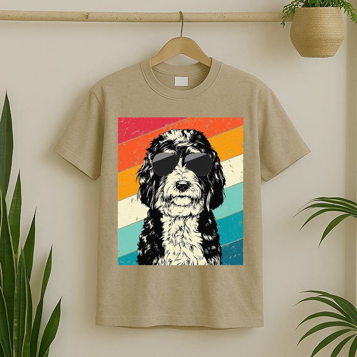 Retro Vintage Bernedoodle With Sunglasses Dog Lovers T-Shirt