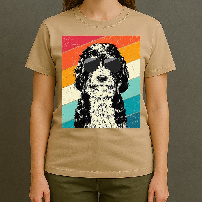Retro Vintage Bernedoodle With Sunglasses Dog Lovers T-Shirt