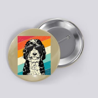 Retro Vintage Bernedoodle With Sunglasses Dog Lovers Button