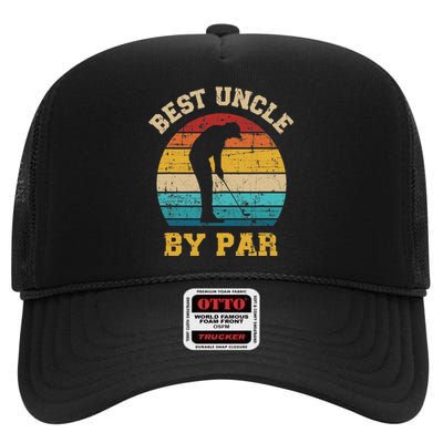 Retro Vintage Best uncle By Par Golf Father's Day High Crown Mesh Back Trucker Hat