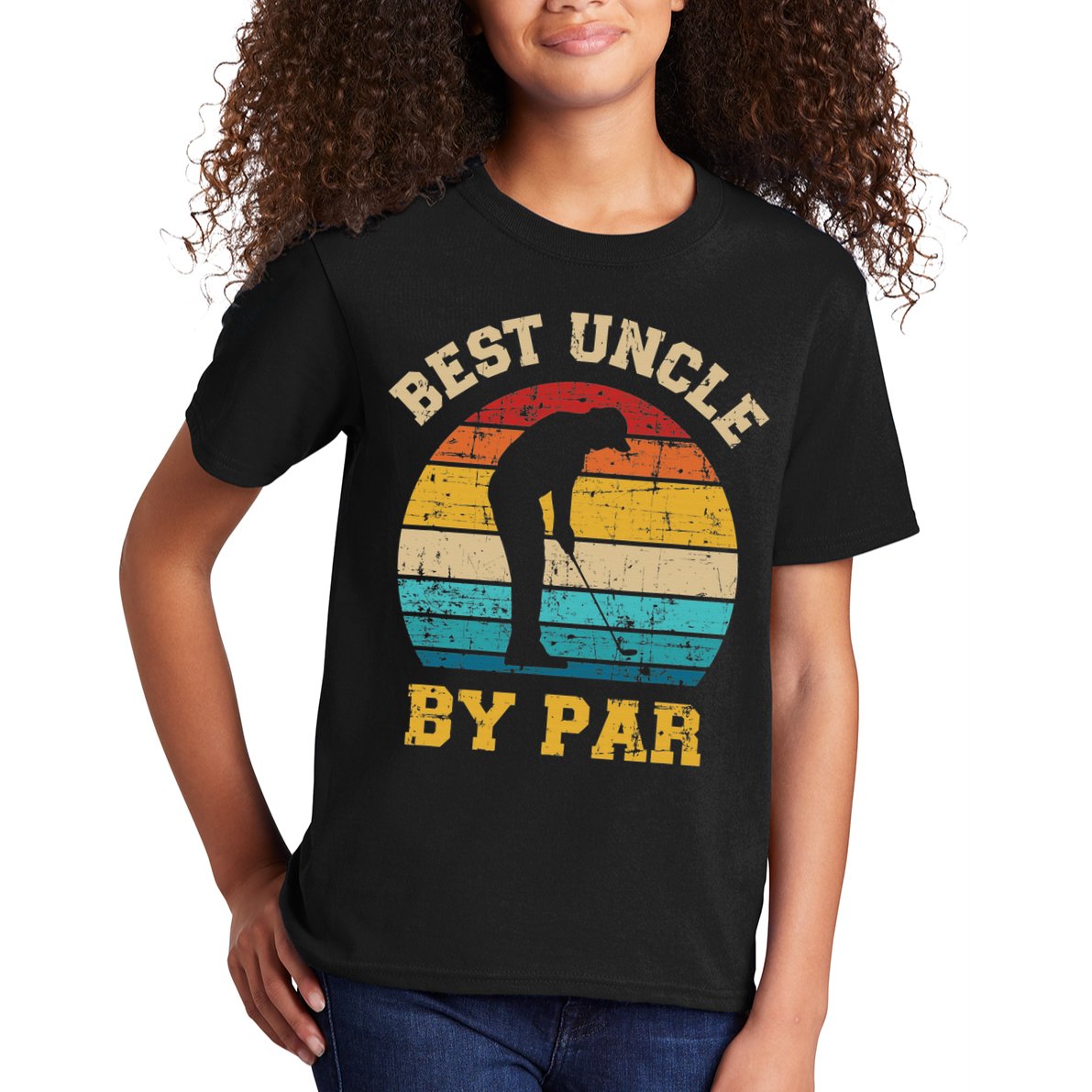 Retro Vintage Best uncle By Par Golf Father's Day Kids T-Shirt