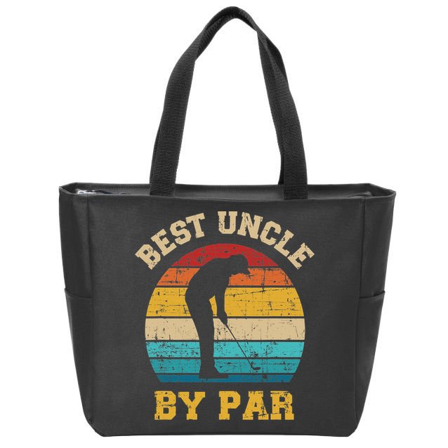 Retro Vintage Best uncle By Par Golf Father's Day Zip Tote Bag
