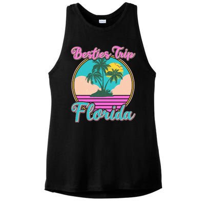 Retro VIntage Besties Trip Florida Ladies PosiCharge Tri-Blend Wicking Tank