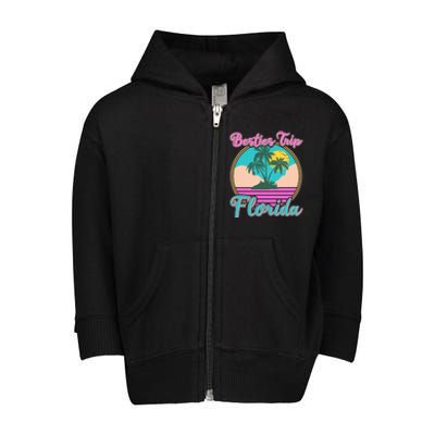 Retro VIntage Besties Trip Florida Toddler Zip Fleece Hoodie