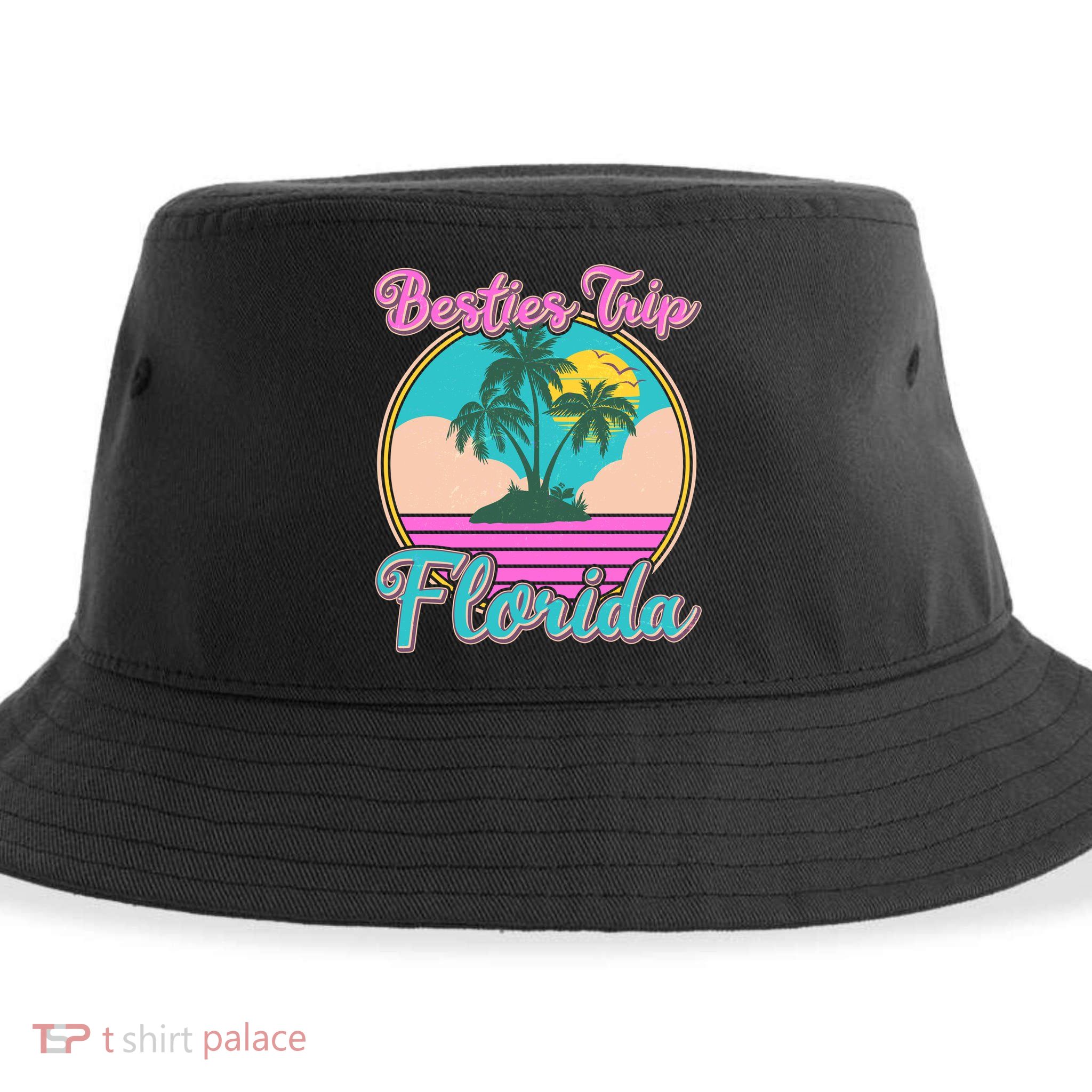 Retro VIntage Besties Trip Florida Sustainable Bucket Hat