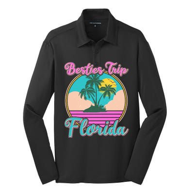 Retro VIntage Besties Trip Florida Silk Touch Performance Long Sleeve Polo