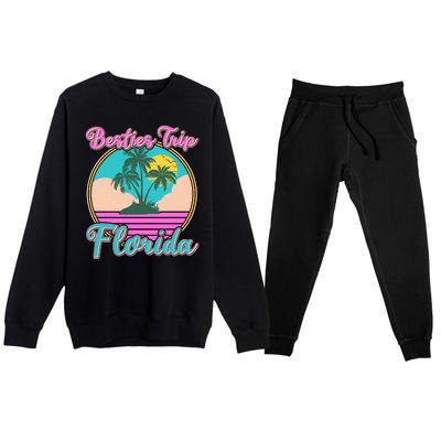 Retro VIntage Besties Trip Florida Premium Crewneck Sweatsuit Set