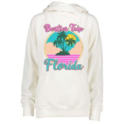 Retro VIntage Besties Trip Florida Womens Funnel Neck Pullover Hood