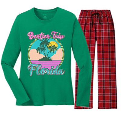 Retro VIntage Besties Trip Florida Women's Long Sleeve Flannel Pajama Set 