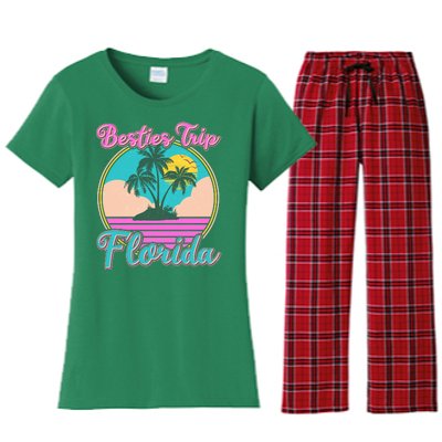 Retro VIntage Besties Trip Florida Women's Flannel Pajama Set