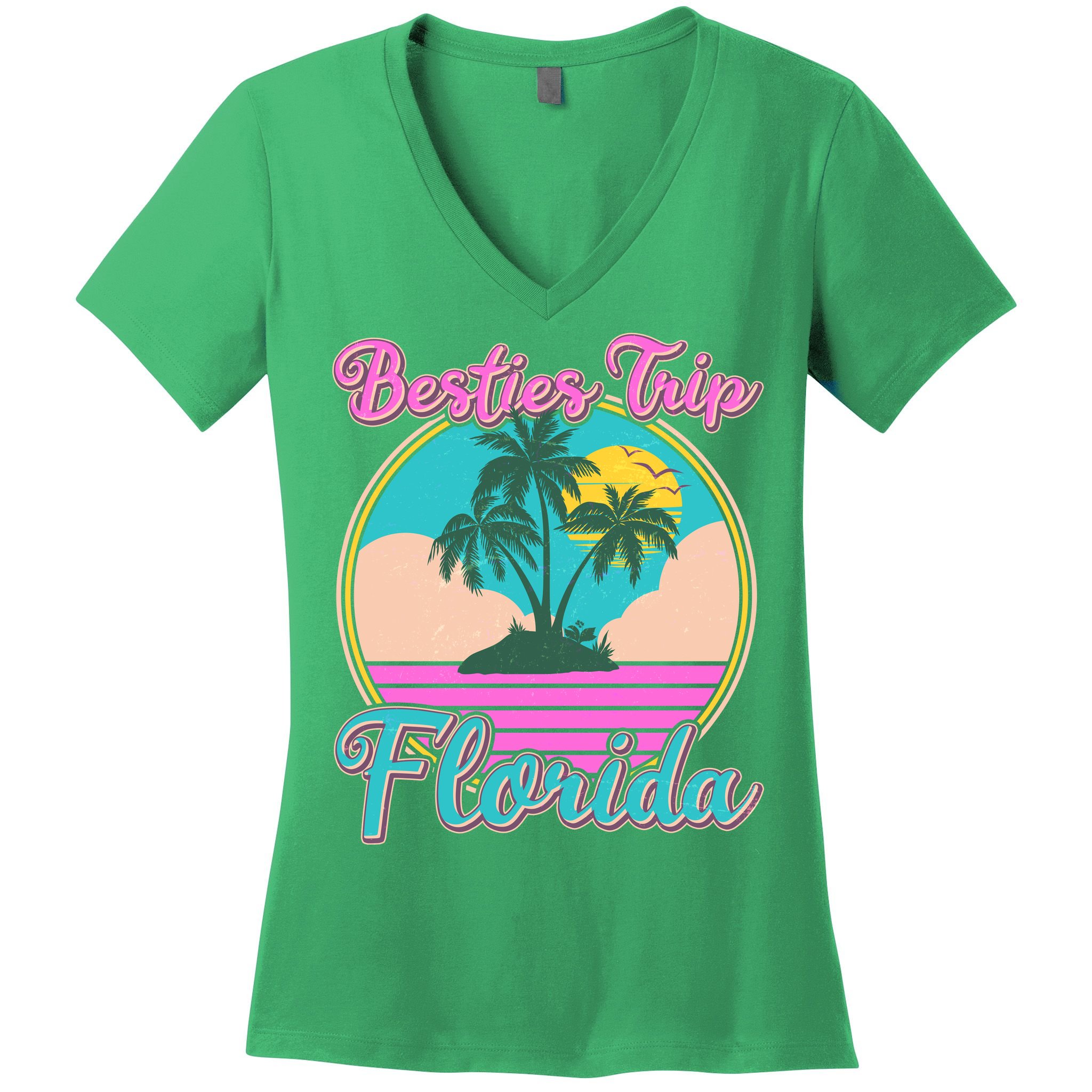 Retro VIntage Besties Trip Florida Women's V-Neck T-Shirt