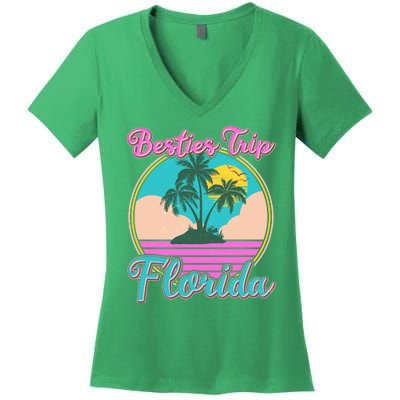 Retro VIntage Besties Trip Florida Women's V-Neck T-Shirt