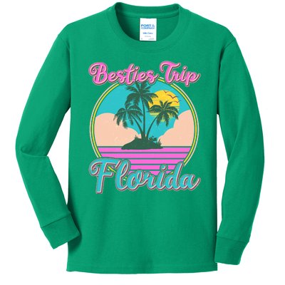 Retro VIntage Besties Trip Florida Kids Long Sleeve Shirt