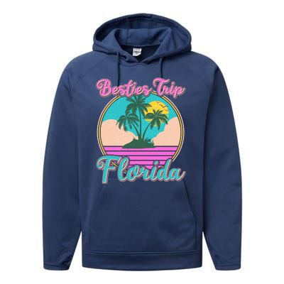 Retro VIntage Besties Trip Florida Performance Fleece Hoodie