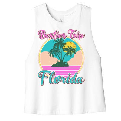 Retro VIntage Besties Trip Florida Women's Racerback Cropped Tank