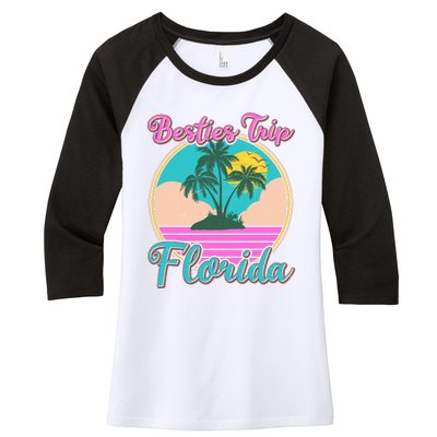 Retro VIntage Besties Trip Florida Women's Tri-Blend 3/4-Sleeve Raglan Shirt