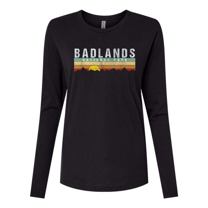 Retro Vintage Badlands National Park Womens Cotton Relaxed Long Sleeve T-Shirt