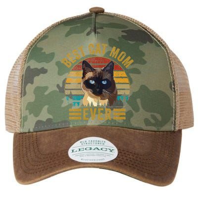 Retro Vintage Best Cat Mom Ever Mothers Day Siamese Cat Cute Legacy Tie Dye Trucker Hat
