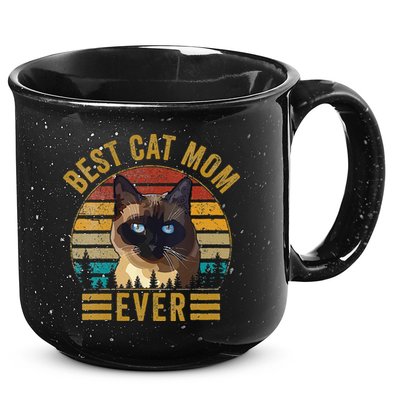 Retro Vintage Best Cat Mom Ever Mothers Day Siamese Cat Cute 15oz Campfire Ceramic Mug