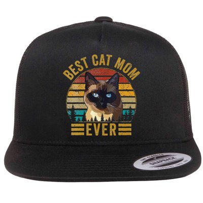 Retro Vintage Best Cat Mom Ever Mothers Day Siamese Cat Cute Flatbill Hat