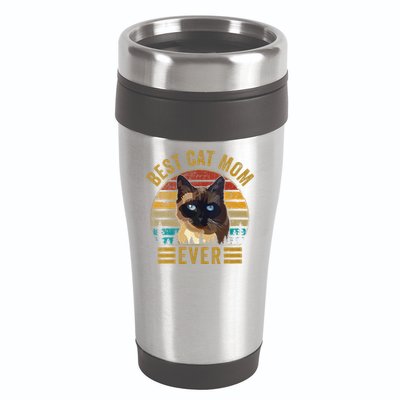 Retro Vintage Best Cat Mom Ever Mothers Day Siamese Cat Cute 16oz Travel Tumbler
