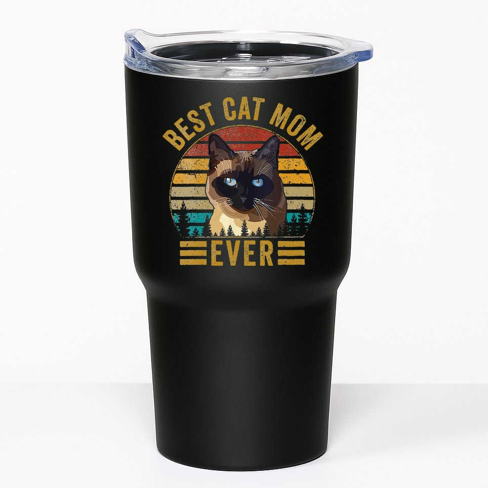 Retro Vintage Best Cat Mom Ever Mothers Day Siamese Cat Cute Tumbler