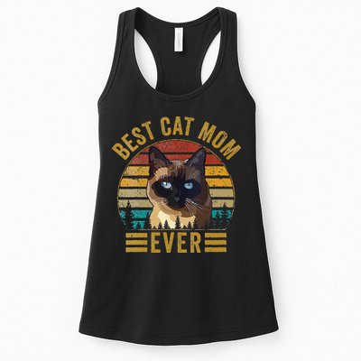 Retro Vintage Best Cat Mom Ever Mothers Day Siamese Cat Cute Womens Tank Top
