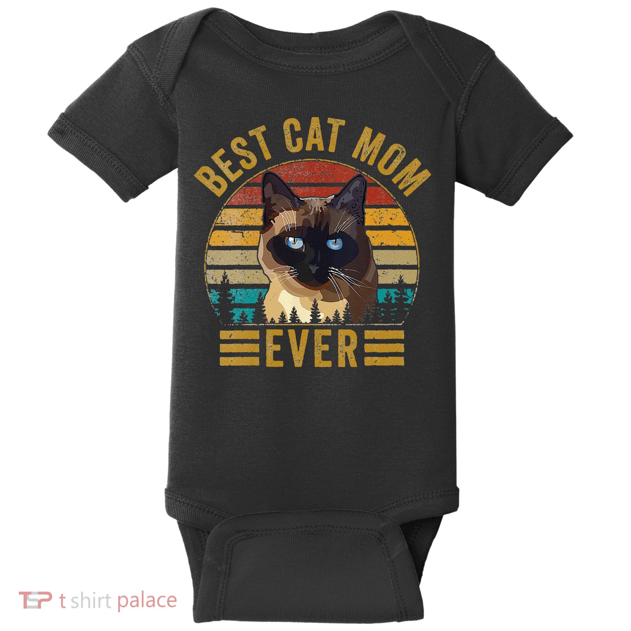 Retro Vintage Best Cat Mom Ever Mothers Day Siamese Cat Cute Baby Bodysuit