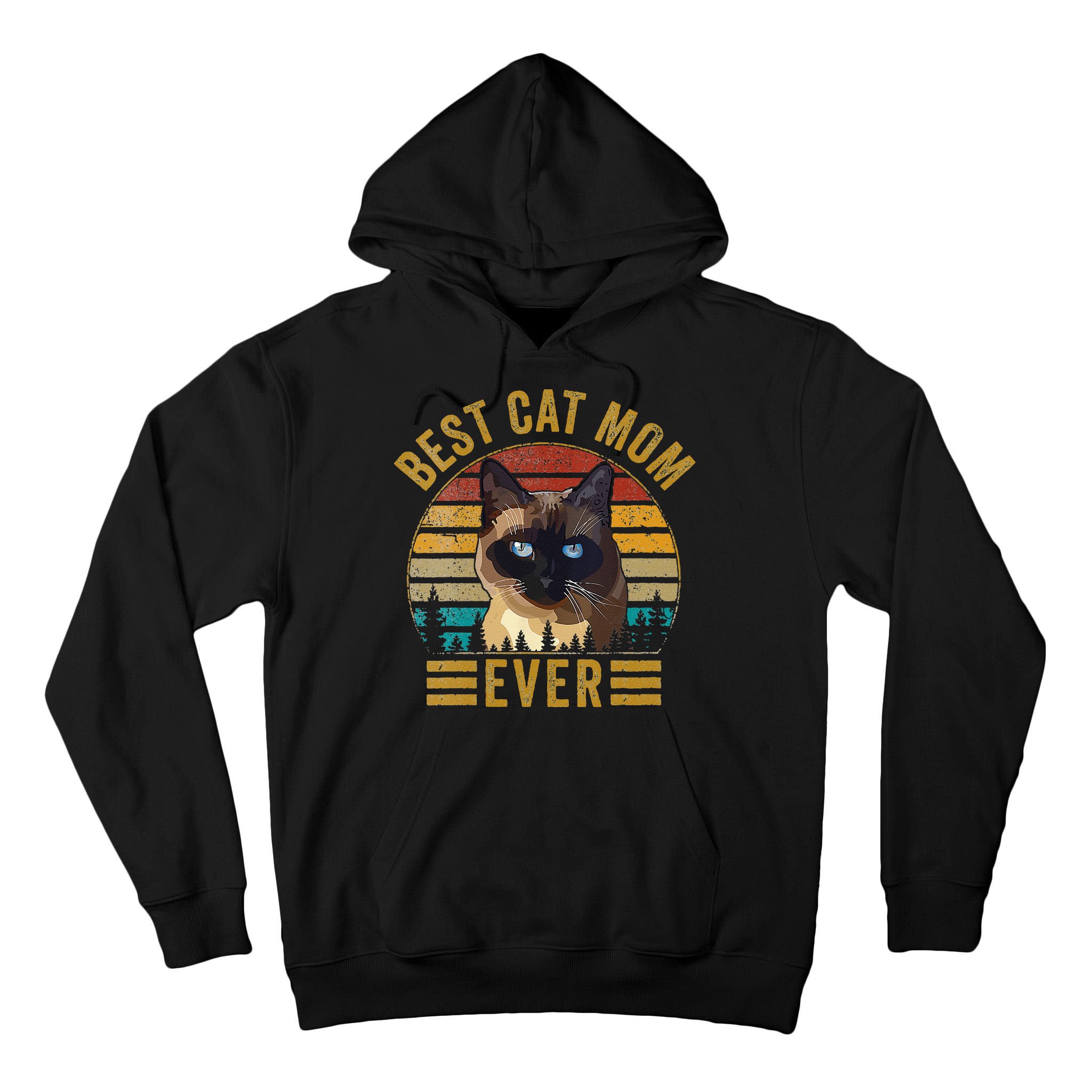 Retro Vintage Best Cat Mom Ever Mothers Day Siamese Cat Cute Tall Hoodie