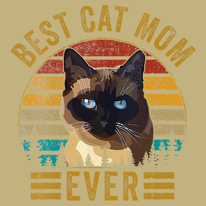 Retro Vintage Best Cat Mom Ever Mothers Day Siamese Cat Cute Button