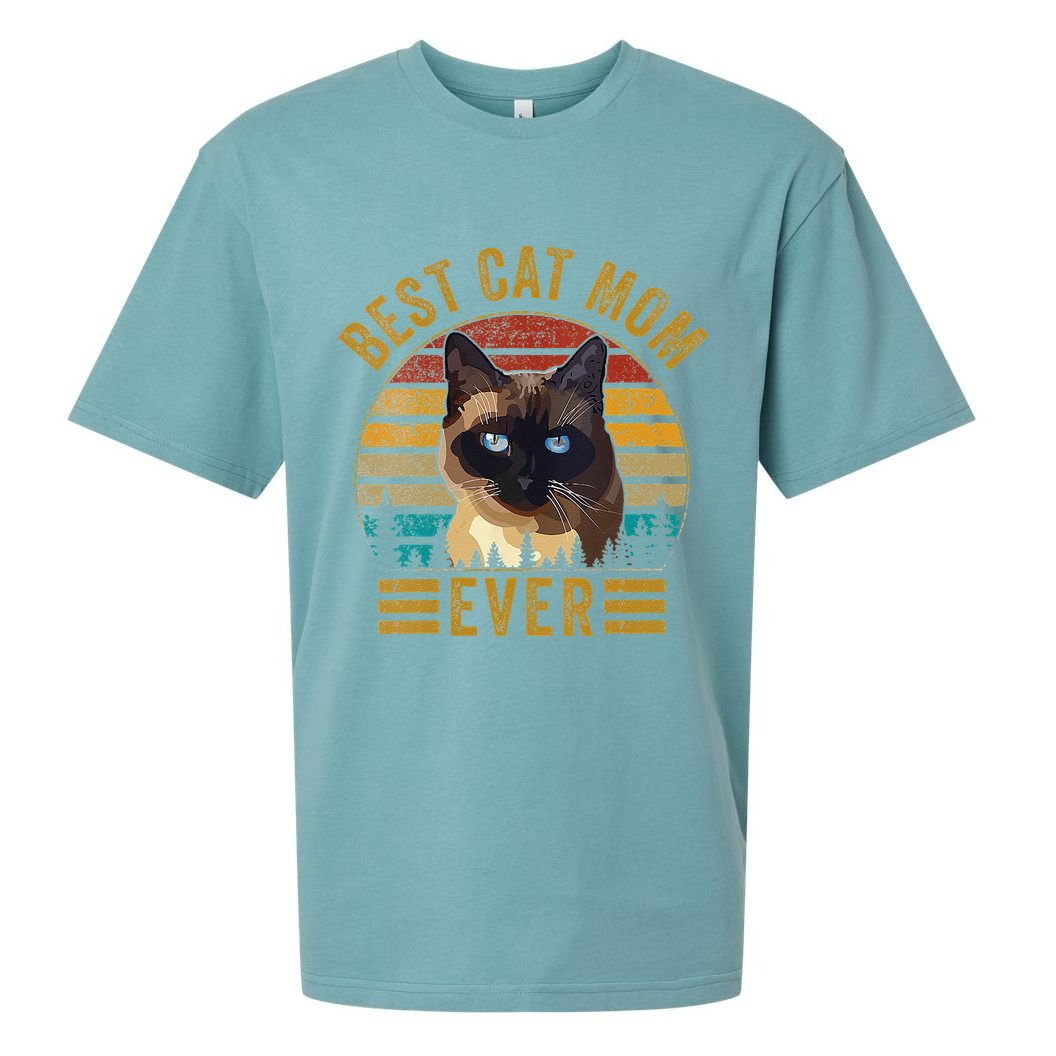 Retro Vintage Best Cat Mom Ever Mothers Day Siamese Cat Cute Sueded Cloud Jersey T-Shirt