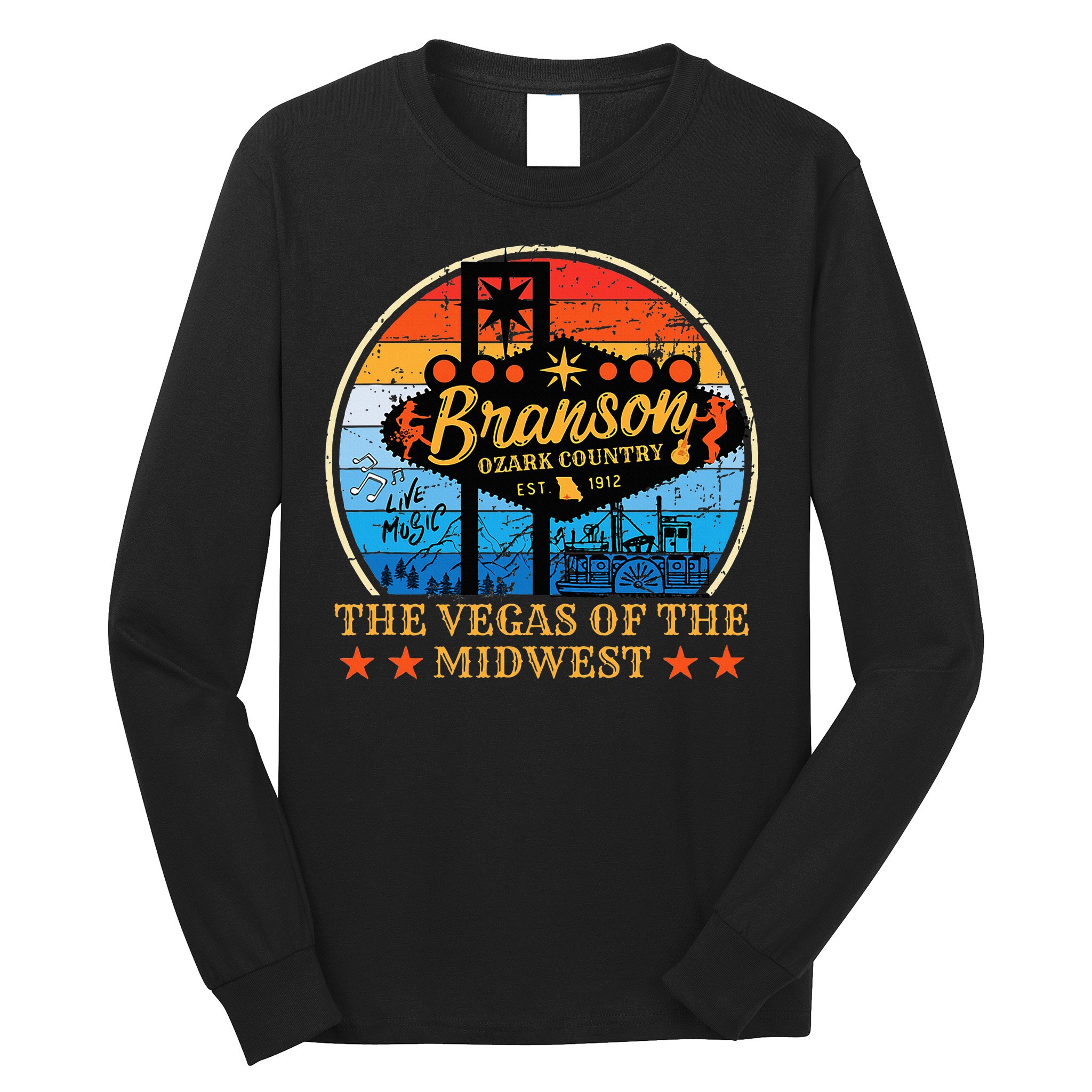 Retro Vintage Branson Missouri Vegas Of The Midwest Tourism Long Sleeve Shirt