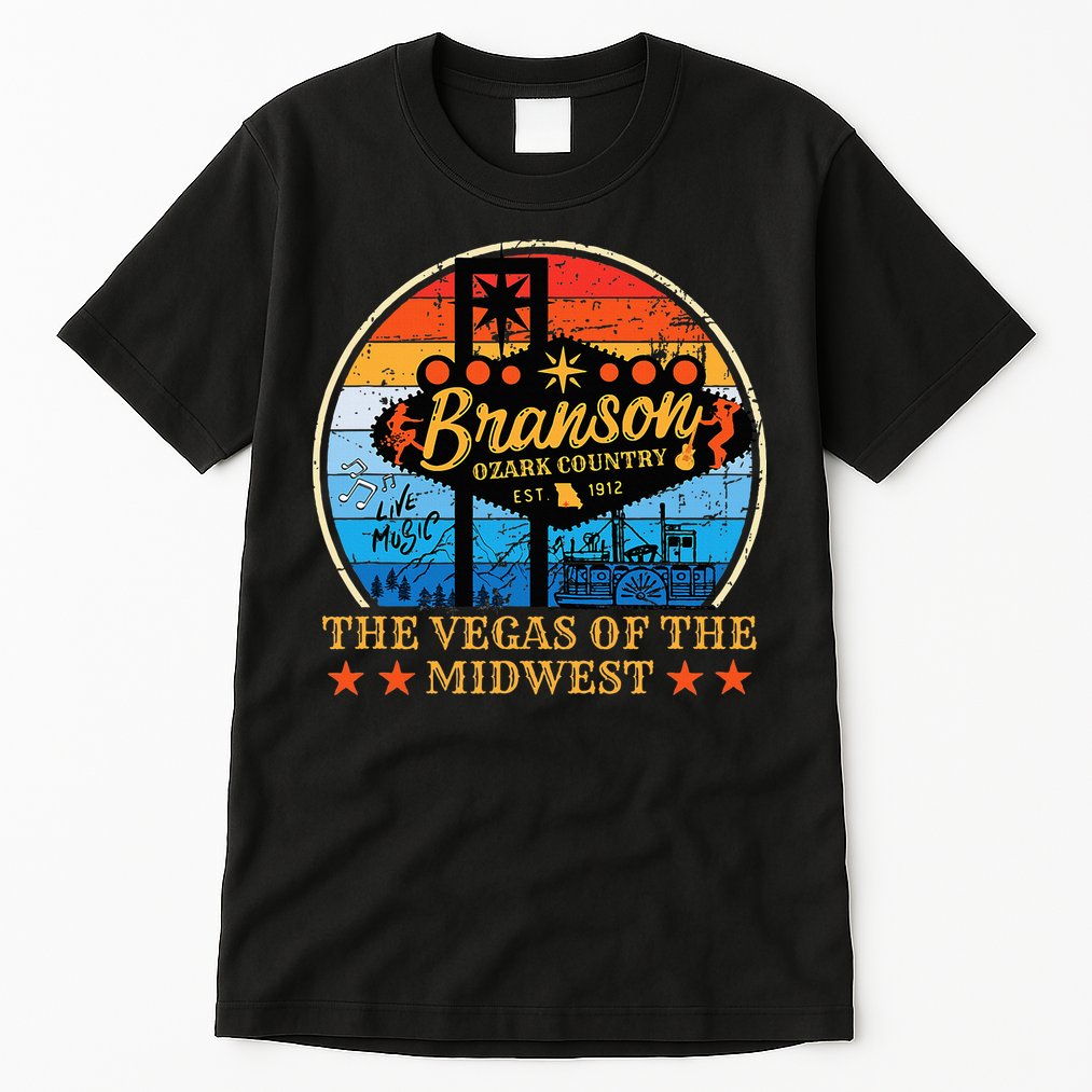 Retro Vintage Branson Missouri Vegas Of The Midwest Tourism Tall T-Shirt