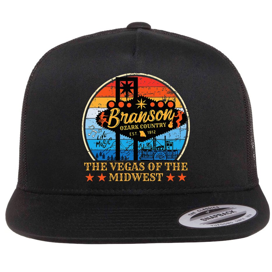 Retro Vintage Branson Missouri Vegas Of The Midwest Tourism Flat Bill Trucker Hat