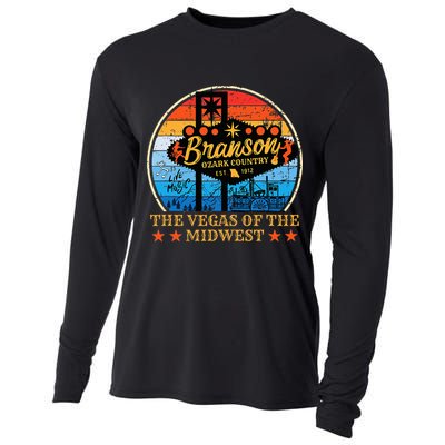 Retro Vintage Branson Missouri Vegas Of The Midwest Tourism Cooling Performance Long Sleeve Crew